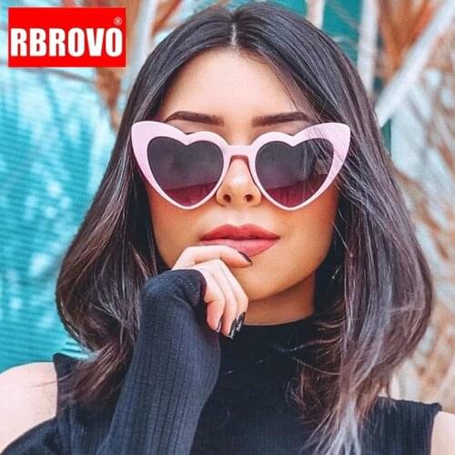 RBROVO 2021 Love Heart Sunglasses Women High Quality Eyewear Women Metal Eyeglasses Vintage Cat Eye Sun Glasses Shades For Women