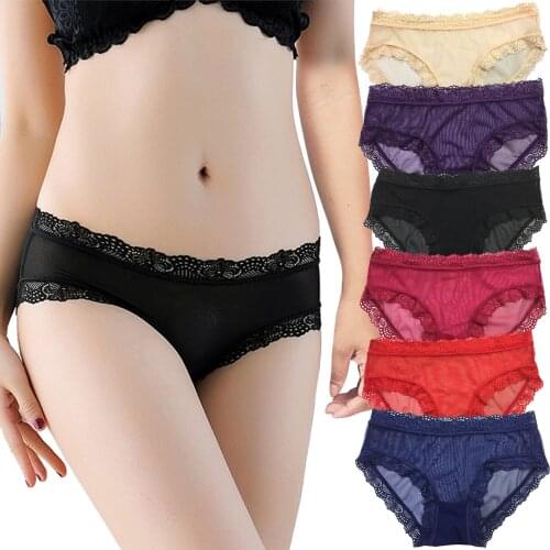 WomenS Underwear Fashion Sexy Lace Mesh Low Waist Breathable Solid Color Underwear Different Models нижнее белье женское 04