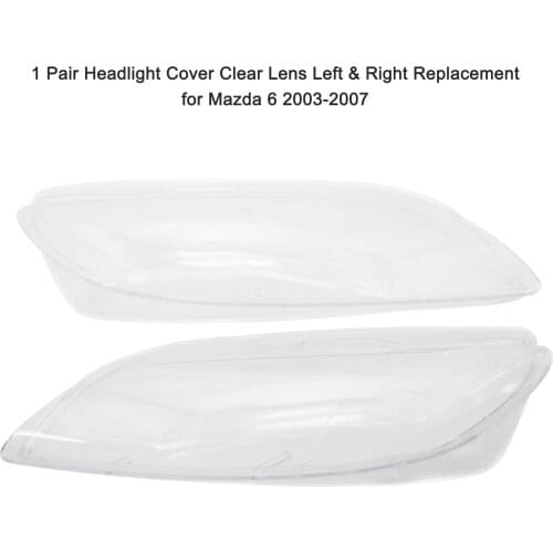 1 Pair Headlight Cover Clear Lens Left & Right Replacement for Mazda 6 2003-2007