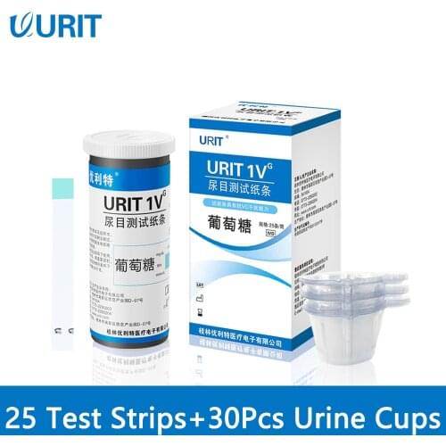URIT 25Pcs Glucose Test Urine Strips Household PH Test Paper Urinalysis Diabetes Alkaline Testing Healthy Diet Body Tester