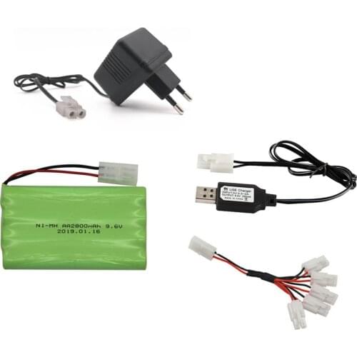 2800mah 9.6v Rechargeable Battery + USB Charger For Rc toys Car Tank Train Robot Boat Gun NIMH AA 9.6v Battery Pack 1-2PCS