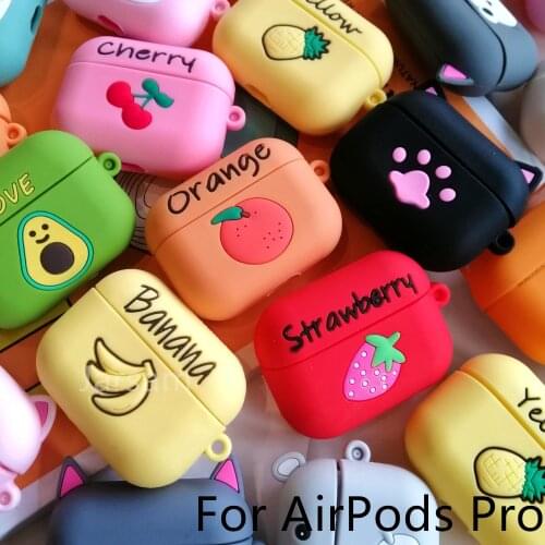3D Cartoon fruit cute silicone Case For Airpods pro cover For Air pods 3 pro Case Wireless charging soft Cover Box