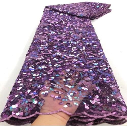 African Lace Fabric 2020 Embroidered Nigerian Laces Fabric High Quality French Tulle Lace Fabric For purple color Women x19-92