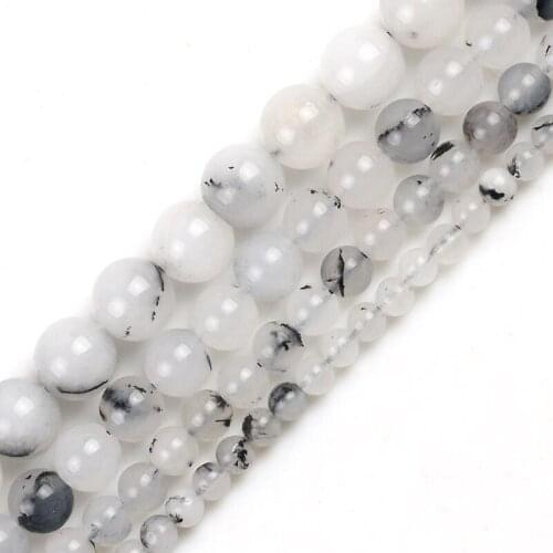 Natural Angelite Stone White Moss Beads Smooth Round Loose Spacer Bead For Making Jewelry DIY Bracelet 15'Strand 4/6/8/10/12mm