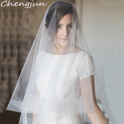 Chengjun Two-Layer Korean Style Simple Elegant White Tulle Bridal Veil Wedding Accessories