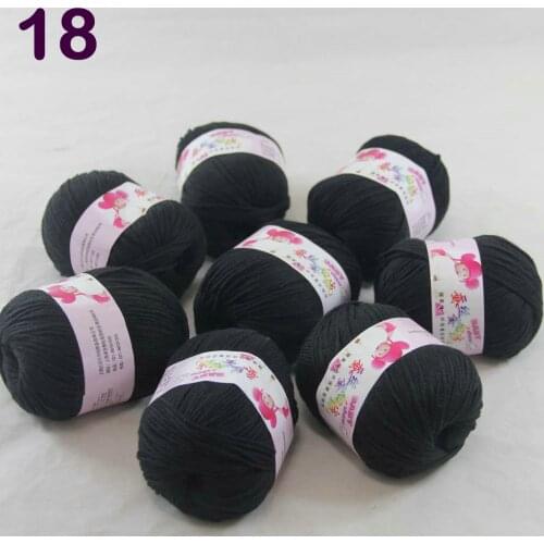 Color Optional 8 ballsX50g Cashmere Silk Velvet Children Hand Kintting Yarn Black 18-18