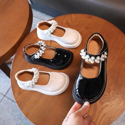 ChildrenS Autumn Shoes Girls Kids Black Shoes 2021 Sneakers Child Girl Party Dress Leather Shoes To School Fashion Beaded 3-12