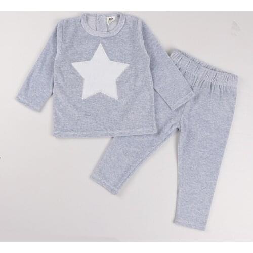 Baby 2pcs top and pants velour kids clothes casual baby boys clothes girls clothes round neck star design children 2pcs set