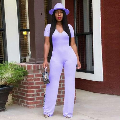 Elegant Wide Leg Jumpsuits Fashion Women Deep V Neck Club Straight Rompers Bodysuit Office Lady Summer Casual Overalls Playsuit