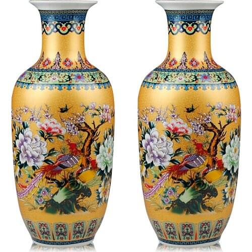 European high-grade enameled ceramic vase modern and stylish floor living room Rooster Decorations