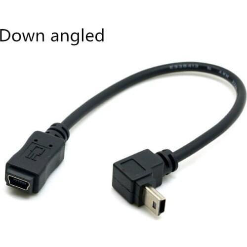 20cm Mini USB 2.0 male to female extension data & charging cable 90 degree UP or down angled