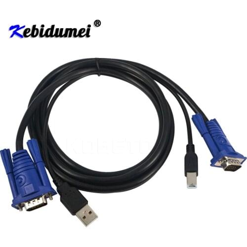 Kebidumei 4.6 Feet 1.5M USB KVM 15 Pin Switch VGA Cable USB 2.0 Type A to B 4Pin PC Computer Printer Monitor Adapter Converter