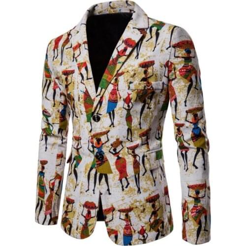Cotton and linen fabric leisure suits men blazer masculino slim fit casaco jaqueta masculina African print coats mens jacket