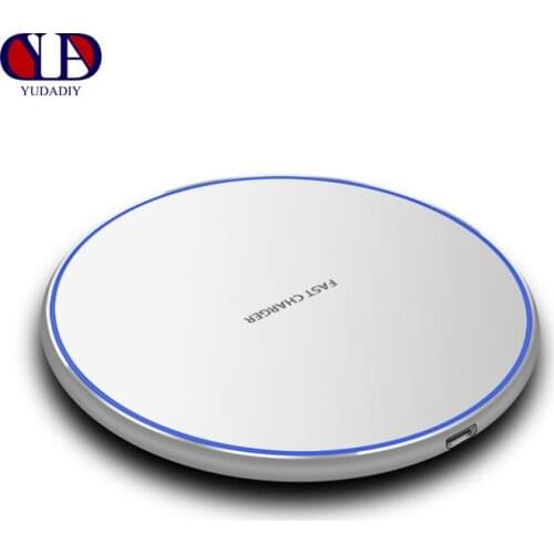Round mirror/matte surface Max 10W mobile phone wireless charger metal simple desktop mobile phone wireless fast charger