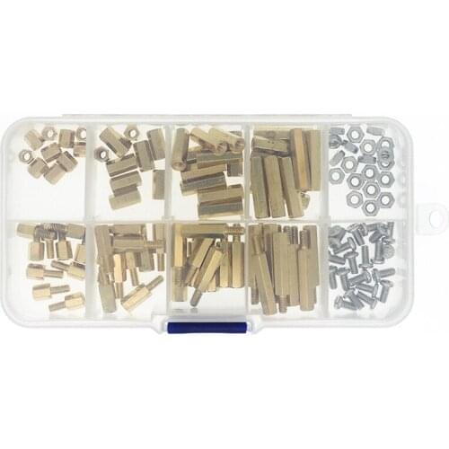 120Pcs M3 Brass Standoff Spacer PCB Board Hex Screws Nut Assortment Kit Female-Female Spacers Male-Female Spacers