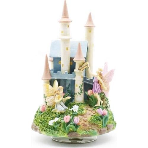 Swan Lake Flower Fairy Music Box Resin castle Movement spin Crafts Home store Decoration Valentines Day Birthday Gift for girl