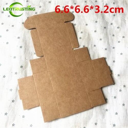 Leotrusting 50pcs 6.6*6.6*3.2cm Brown Kraft Paper Box Natural Kraft Paper Gift Packaging Box Handmade Candy Paper Cardboard Box