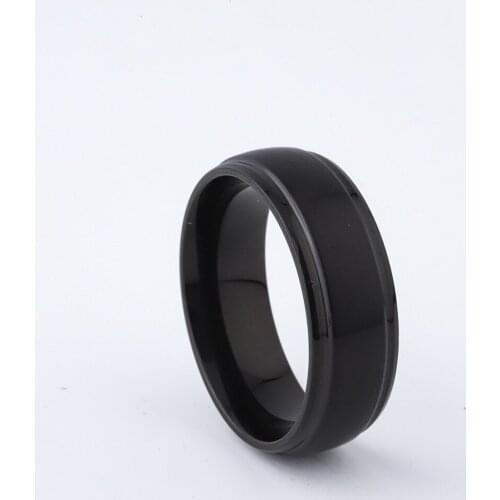 Best Mens Gift Fashion Jewelry Ring Male Anniversary Birthday Black Color 8MM Wedding Bands Rings For Men Domed Comfort Fit