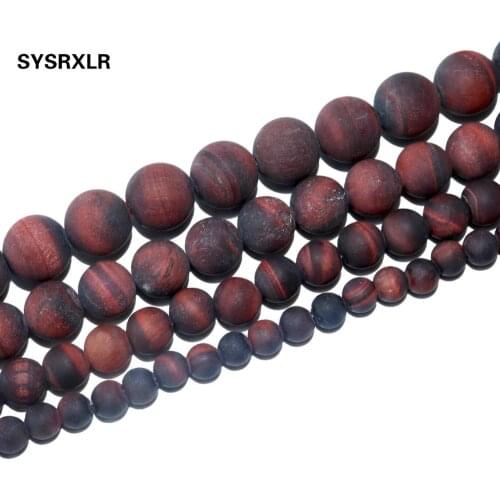 Dull Polish Matte Natural Stone Red Tiger Eye Stone Round Beads For Jewelry Making DIY Bracelet Necklace Material 4/6/8/10/12MM