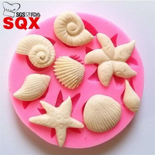 Marine animals DIY Silicone Cake Fondant Decorative Mold 3D Shell Silicone Fondant Mold For Cake Baking Fondant Tools SQ15195