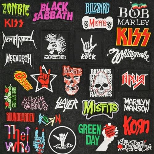 Punk Iron on Patches Embroidery Badges for Clothing DIY Applique Music Sewing Supplies Decorative Rock Band Stripes Stickers