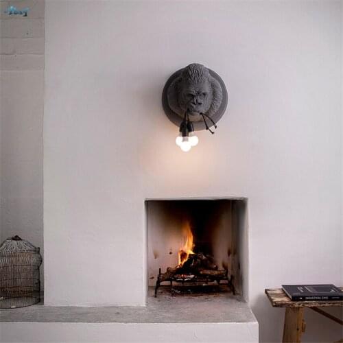 Nordic Resin Gorilla Animals Wall Lamps Sconces Bedroom Living Room Bathroom Balcony Art Corridor KTV Wall Lights Deco Fixtures