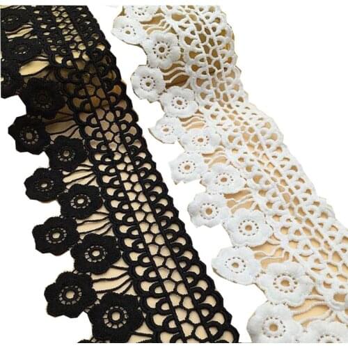 NEW white black Water soluble Embroidery Lace Fabric DIY applique collar trim ribbon craft Sewing guipure wedding dress decor