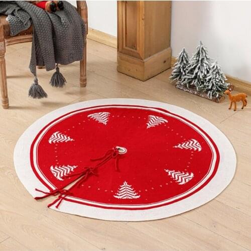 New Christmas Tree Skirt Carpet Round Red Cloth Apron Felt Carpet Floor Skirt New Year Party Home Decoration