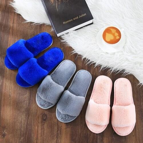 2019 new cotton slippers women autumn and winter indoor floor skid warm home plush fashion wool slippers women