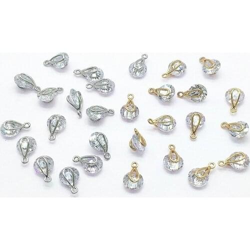 New arrival! 13x8mm 50pcs Copper/Cubic Zirconia Drop shape charm for Earrings Making Earrings parts hand Made Jewelry DIY