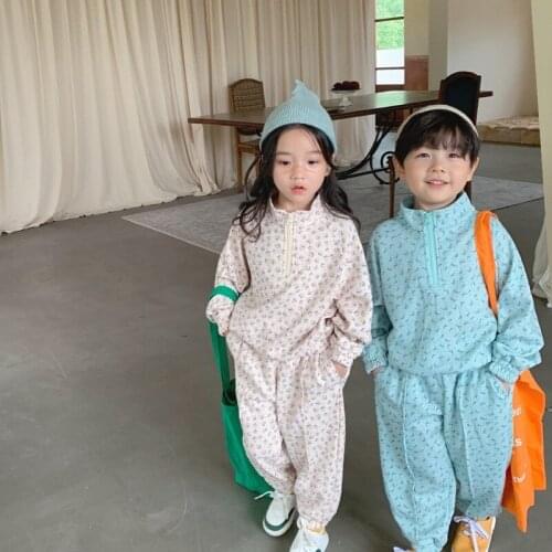 Autumn New Kids Clothes Floral Suit Cotton Set For Brothers and Girls Girls Sets Korean Girls Clothes