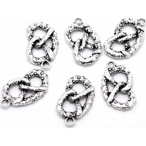 Pendants Silver Tone Hollow Dot Pretzel Jewelry Diy Charms Findings Component 23x13mm 20Pcs
