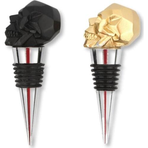 Skull Wine Bottle Stopper Stainless Steel Champagne Stopper Halloween Gifts Bottle Plug Black Golden Gadget Kitchen Accessories