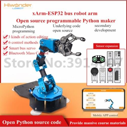 6DOF robot arm xArm-ESP32 bus robot arm Open source ESP32 programmable Python maker robot toy