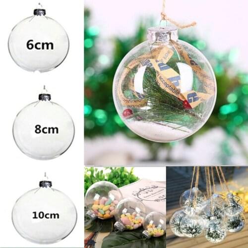 Clear Plastic Christmas Balls Baubles Sphere DIY Fillable Xmas Tree Ornament 6/8/10CM Wedding Bar Christmas Hanging Decorations