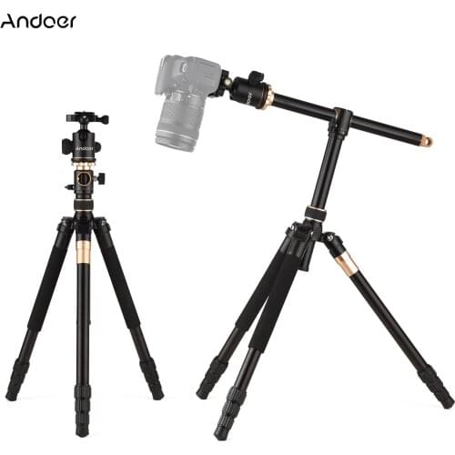Andoer TTT-011 185cm Professional Photography Tripod Monopod Camera Horizontal Tripods Aluminum Alloy 360° Rotatable Ball Head