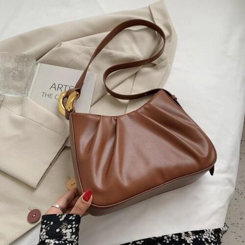 Folds Soft PU Leather Crossbody Bags for Women 2021 Winter Trends Female Chain Shoulder Bag Luxury Designer Handbags and Purses