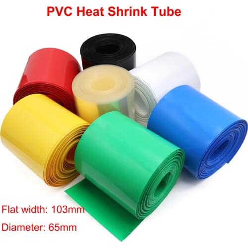 Width 103mm PVC Heat Shrink Tube Dia 65mm 18650 Lithium Battery Pack Insulated Film Wrap Protection Case Wire Cable Sleeve