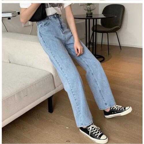 Spring autumn 2020 Wide-leg jeans womens summer loose new style casual high-waist mopping straight trousers thin girls jeans