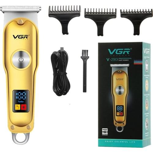VGR hair trimmer cordless rechargeable hair clipper haircut machine beard trimmer oil head clipper white engraving carving LED