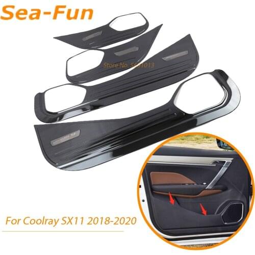 For Geely Coolray SX11 2018 - 2020 Car Door Anti Kick Panel Protective Cover Side Edge Strip Stainless Steel Anti-Dirty Sticker