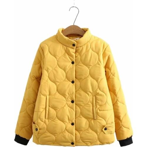 Plus size stand collar Single Breasted women loose parkas coats 2021 new winter casual ladies solid black gold thick jacket tops