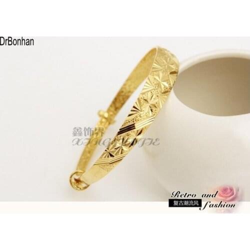 Gold Bangle for Women Gold Color Dubai Bride Wedding Ethiopian Bracelet Africa Bangle Arab Jewelry