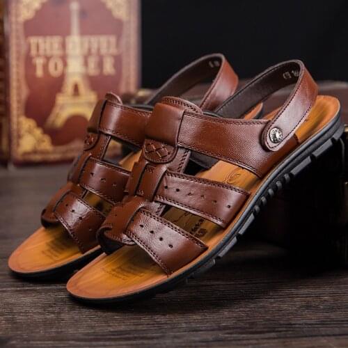 ZXQ Men's Leather Sandals