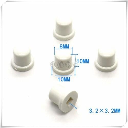 10 Piece 8 * 10mm light touch switch button cap white plastic key cap 6 * 6 series key cap square hole 3.2mm * 3.2mm