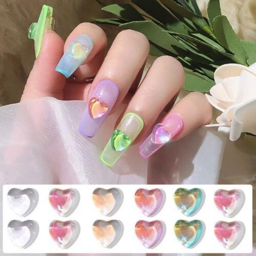 10PCS Peach Heart Nail Rhinestones Candy Color Stones Nail Art Gems Nail Art Decoration Manicure Tips Nail Art Accessory