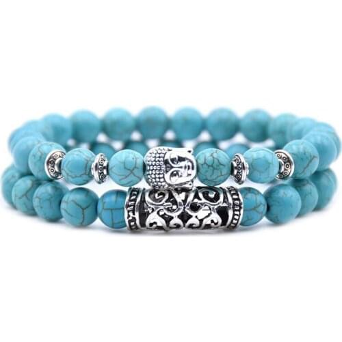 DOKOL 2pcs Set Buddha Natural Stone Bracelet Black Lava Beaded Bracelets Jewelry Yoga Charms Bracelet For Men Women Gift DKB0107