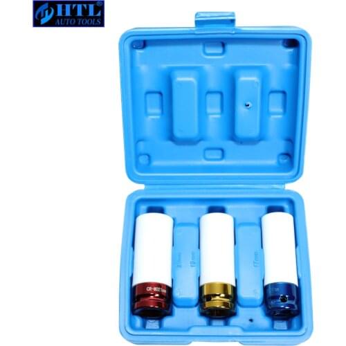 3pcs Thin Wall Alloy Wheel Nut Socket Deep Impact Socket Set 17mm 19mm 21mm 1/2" Dr