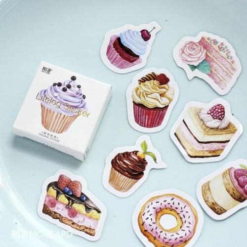 45pcs/box Mini Birthday Cake Decorative Paper Stickers Adhesive Stickers DIY Decoration Diary Stationery Planner Agenda Sticker