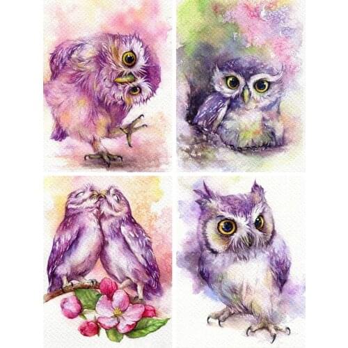 5D Diy Diamond Painting Cross Stitch Kit Color Animal Owl Full Drill Square Embroidery Mosaic Art Picture Rhinestones Home Decor